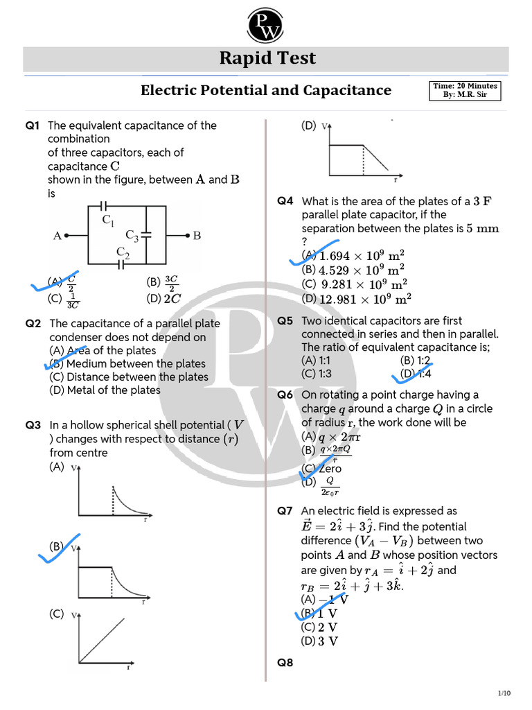 Electric Potential and Capacitance Concepts | PDF | Capacitor | Capacitance