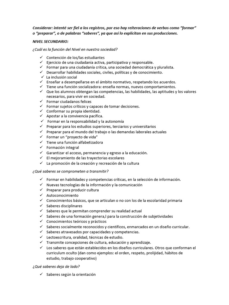 Sistematización Funciones de Cada Nivel | PDF | Educación de la primera ...