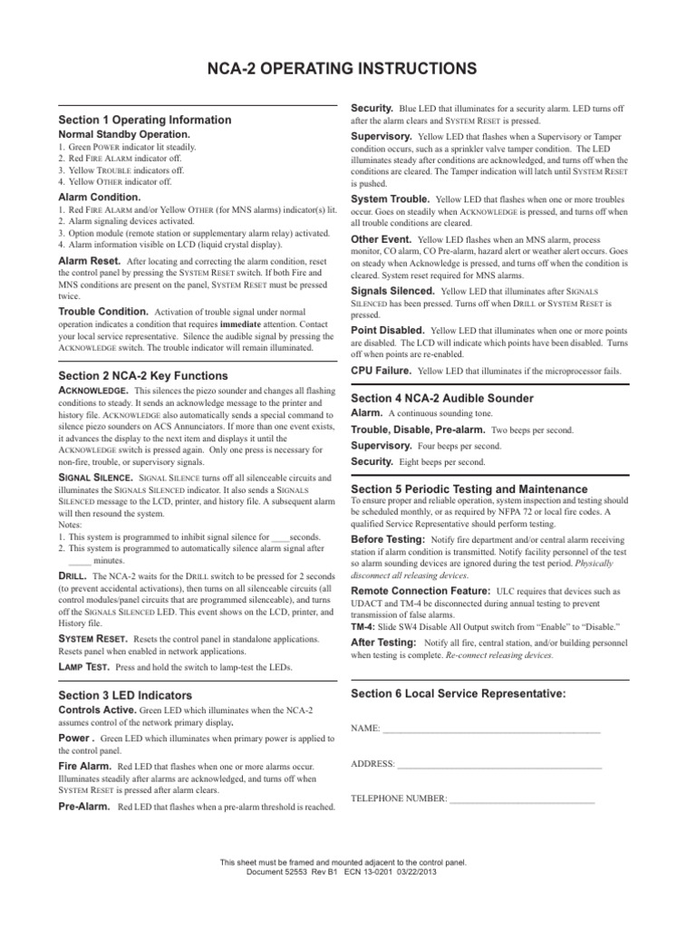 NCA-2 Control Panel Operating Guide | PDF | Light Emitting Diode ...