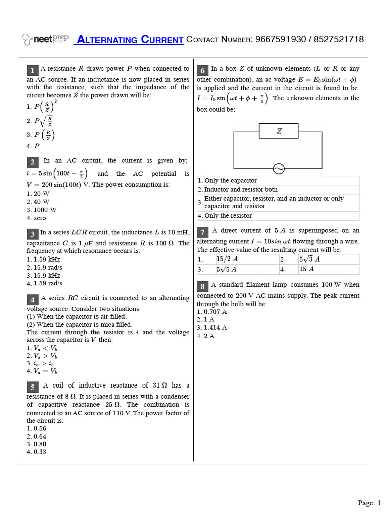 AC Circuit Analysis and Power Calculations | PDF | Inductor | Capacitor