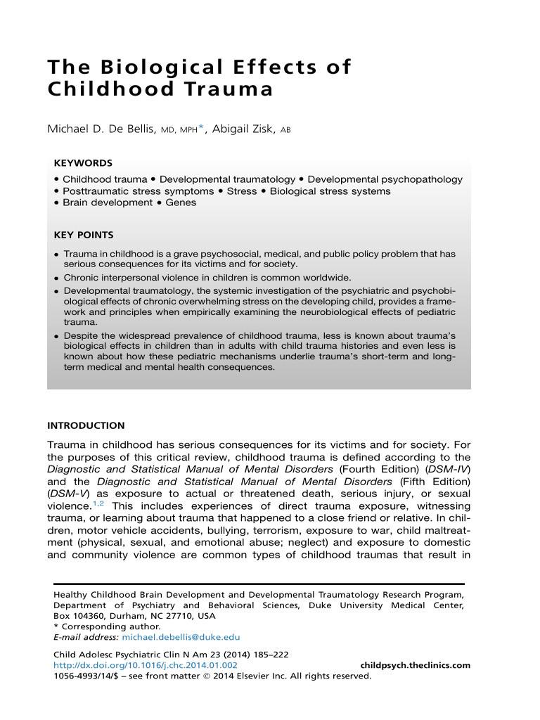 Biological Impact of Childhood Trauma | PDF | Stress (Biology ...