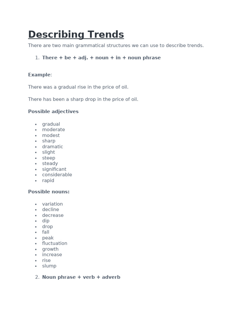 Describing Trends in Data Analysis | PDF | Grammatical Tense | Adverb