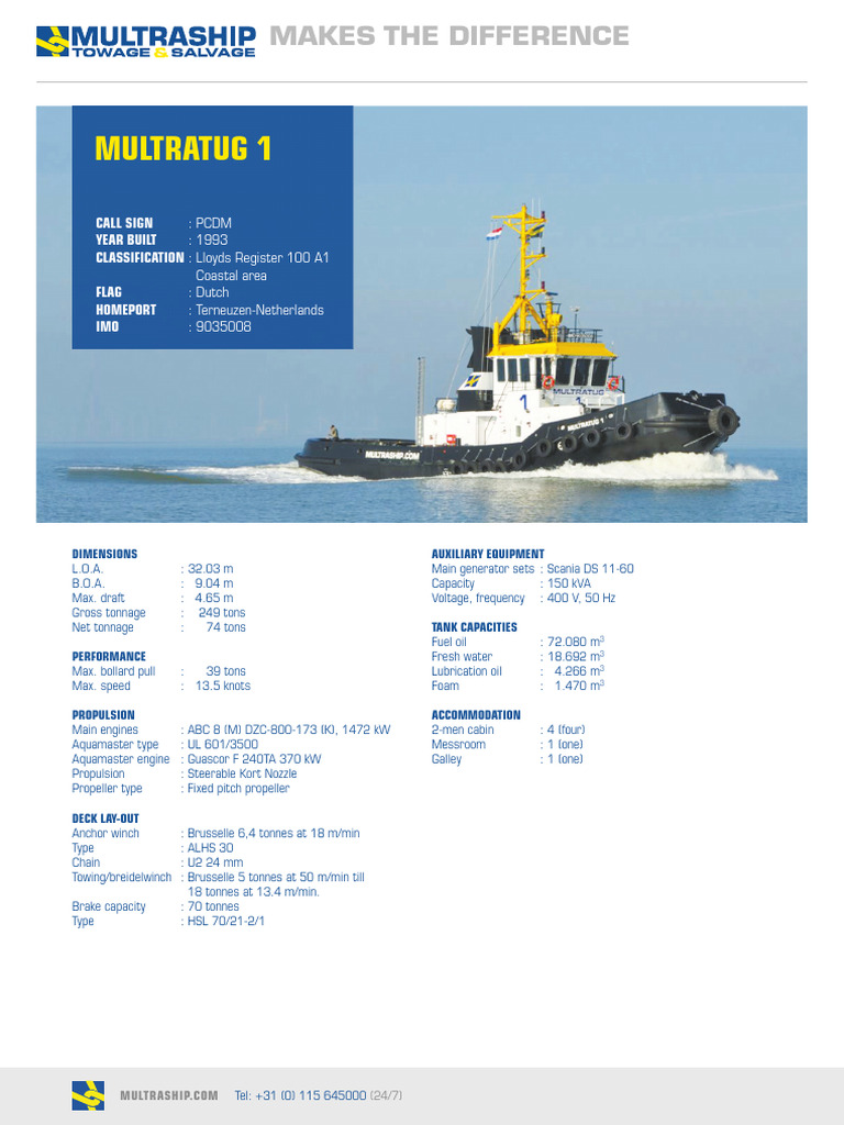 Multratug 1 Specifications Overview | PDF