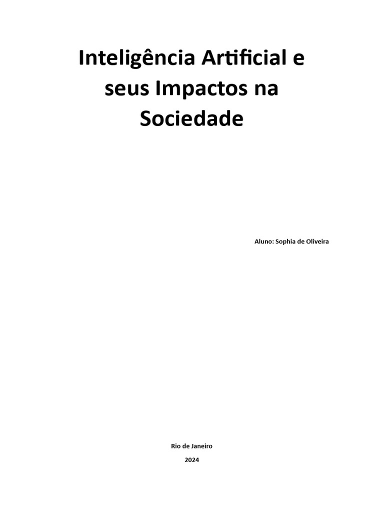 Impactos da Inteligência Artificial na Sociedade | PDF | Inteligência ...