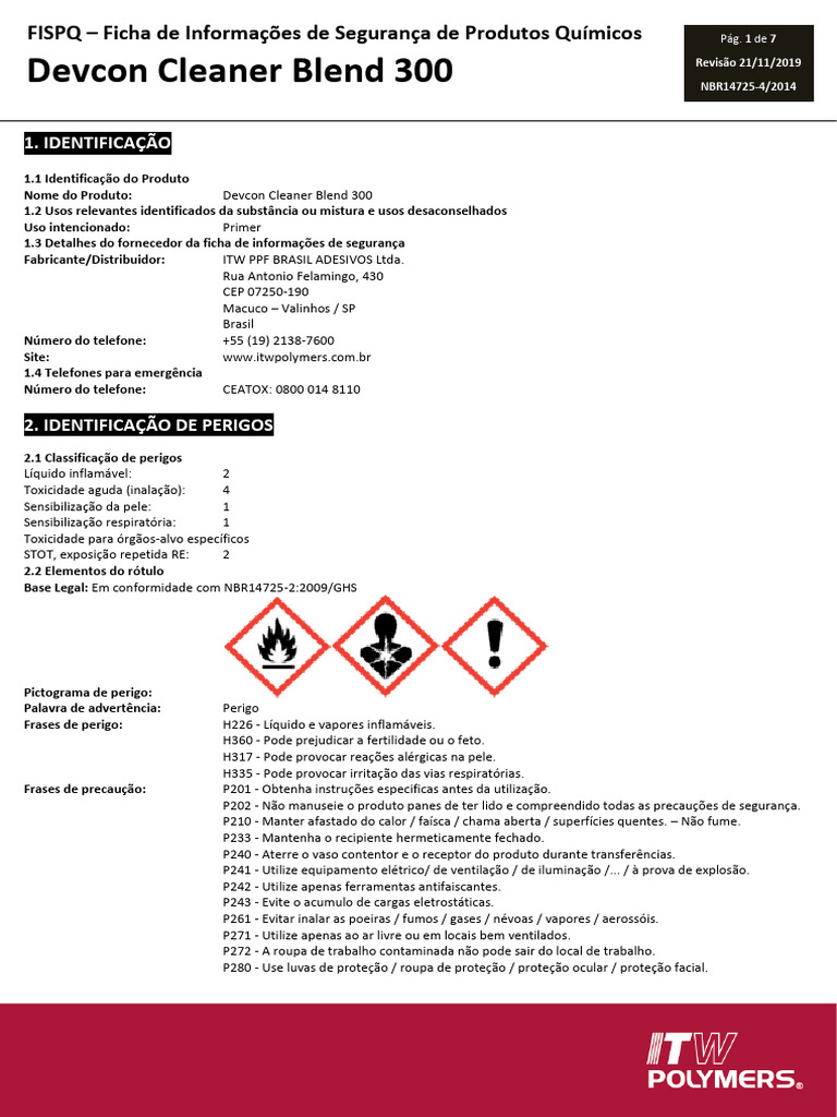 FISPQ Devcon Cleaner Blend 300 | PDF