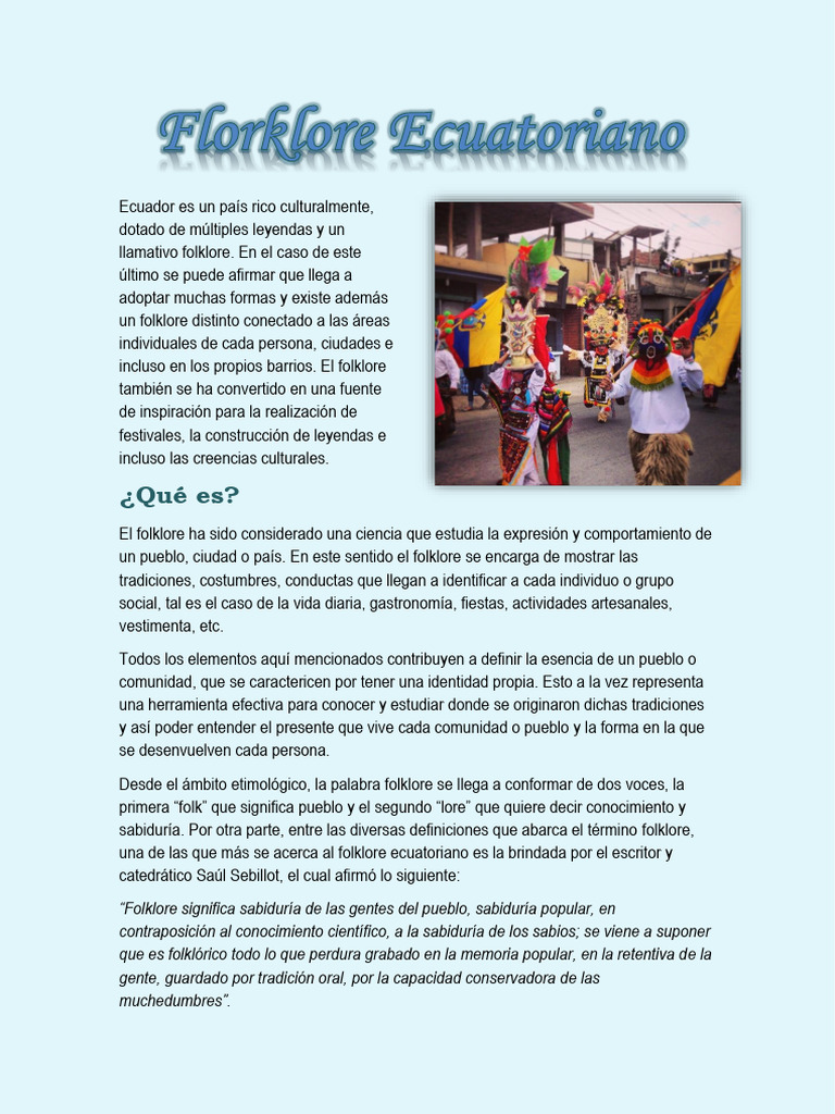 Tipos de Folklore Ecuatoriano | PDF | Bailes | Folklore