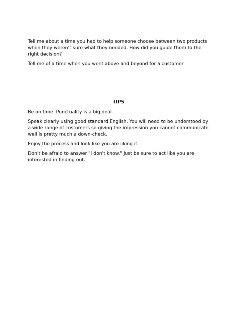 Customer Guidance and Support Tips | PDF