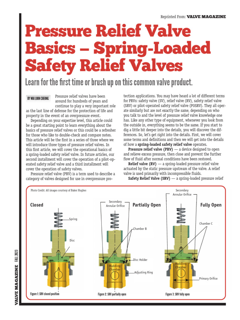 Spring-Loaded Safety Relief Valve Basics | PDF | Valve | Gas Technologies