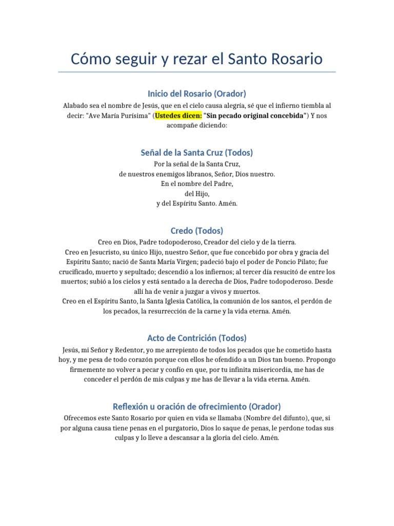 Guía para rezar el Santo Rosario | PDF | María, madre de Jesús | orador ...