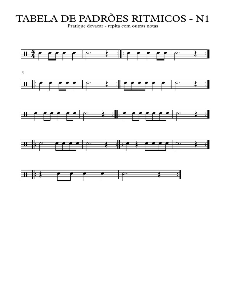 Table des rythmes musicaux N1 | PDF