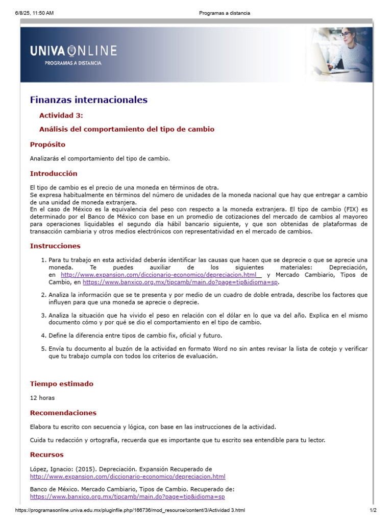 Act3 Instrucciones Finanzas Int | PDF | Tipo de cambio | Moneda