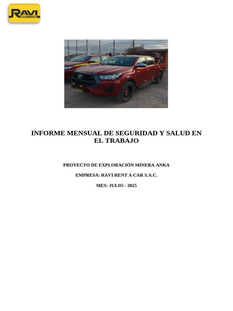 Índice de Informe Mensual de Seguridad y Salud en El Trabajo | PDF