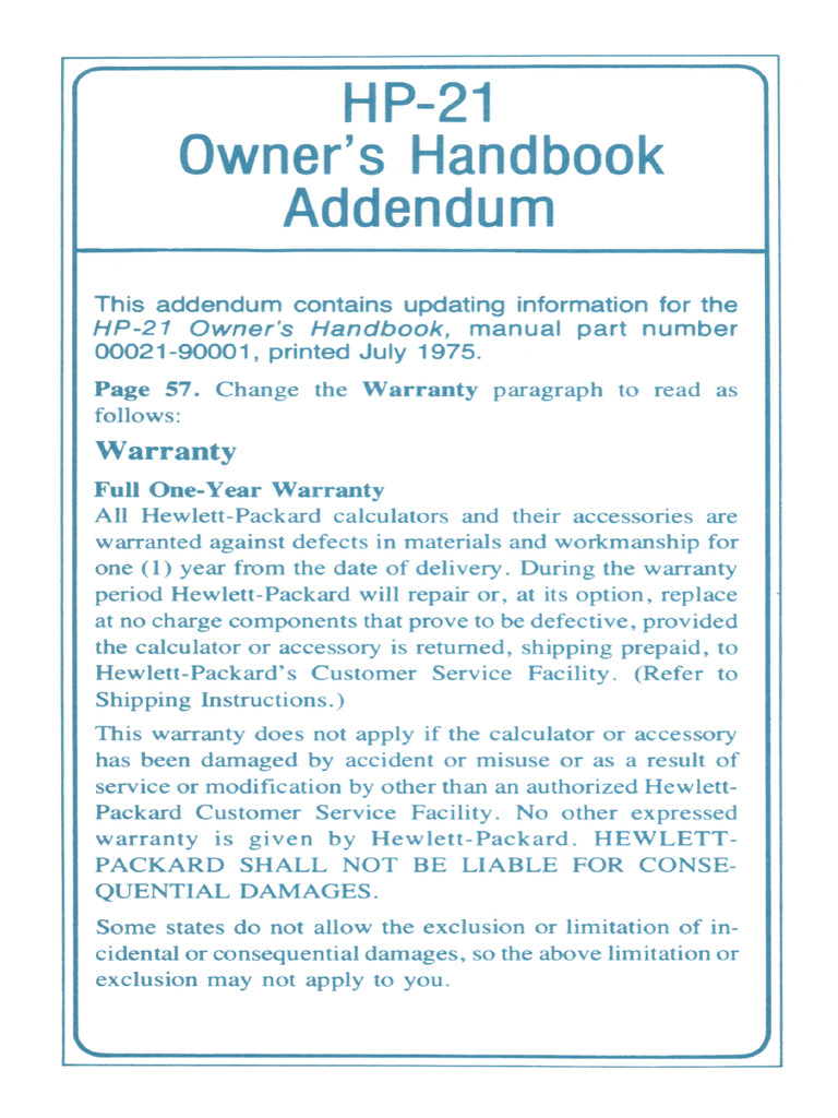 Hp21 Oh Addendum en | PDF