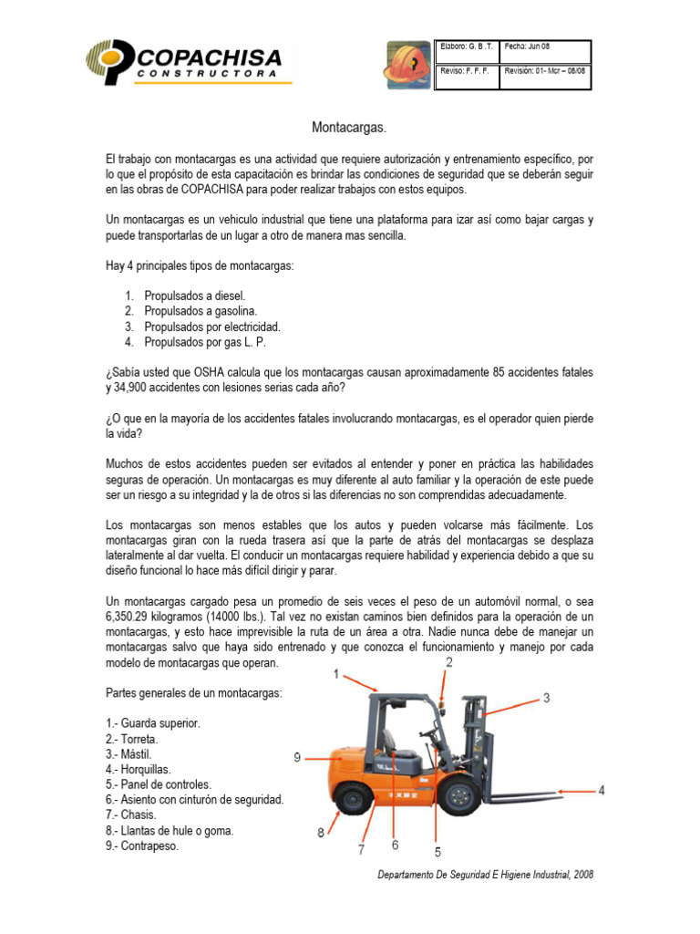 Seguridad en la Operación de Montacargas | PDF | Máquina elevadora ...