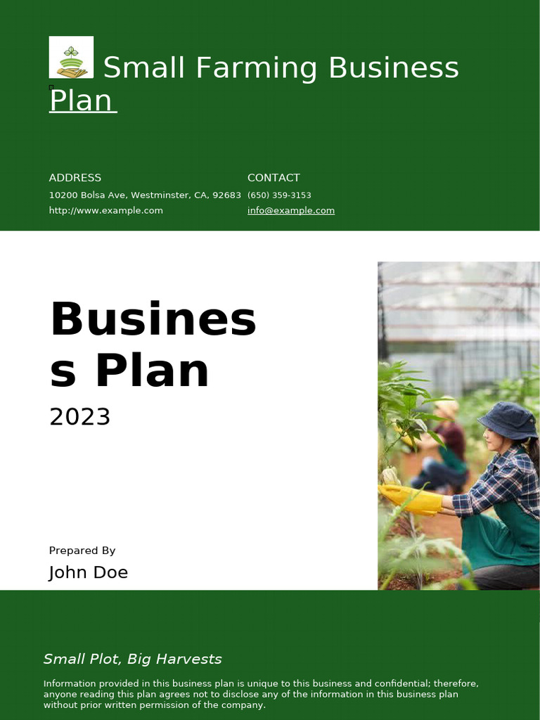 Small Farming Business Plan Overview | PDF | Equity (Finance) | Balance ...
