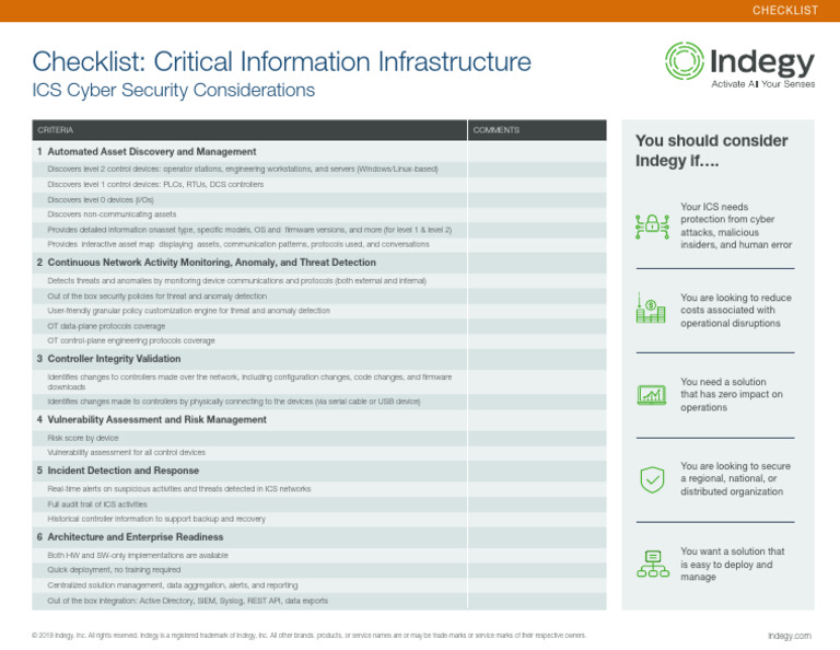 ICS Cyber Security Checklist | PDF | Computer Security | Security