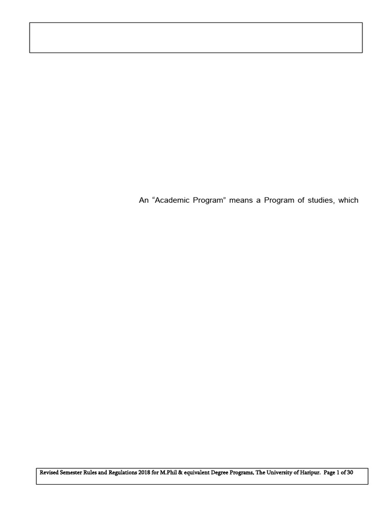 Haripur University M.Phil Regulations 2018 | PDF | Thesis | Course Credit
