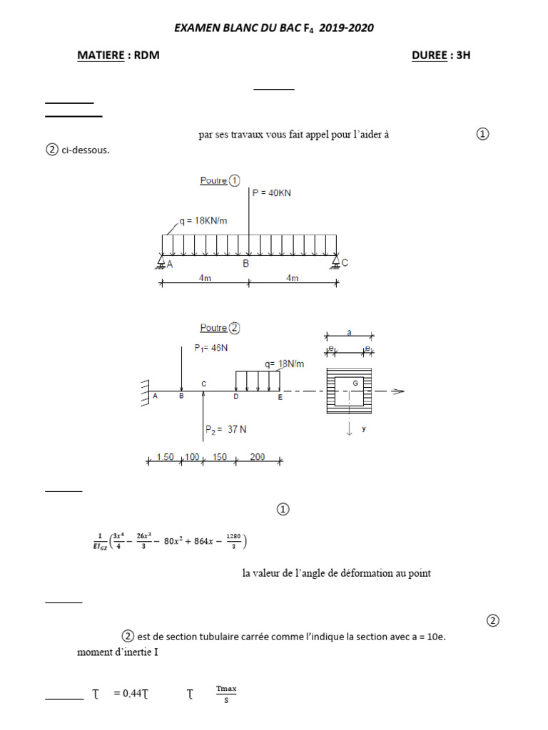 Examen Blanc Bac F4 RDM 2019-2020 | PDF