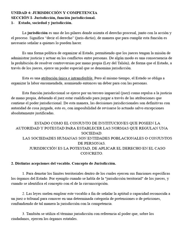 Jurisdicción y Competencia en Derecho Procesal | PDF | Jurisdicción ...