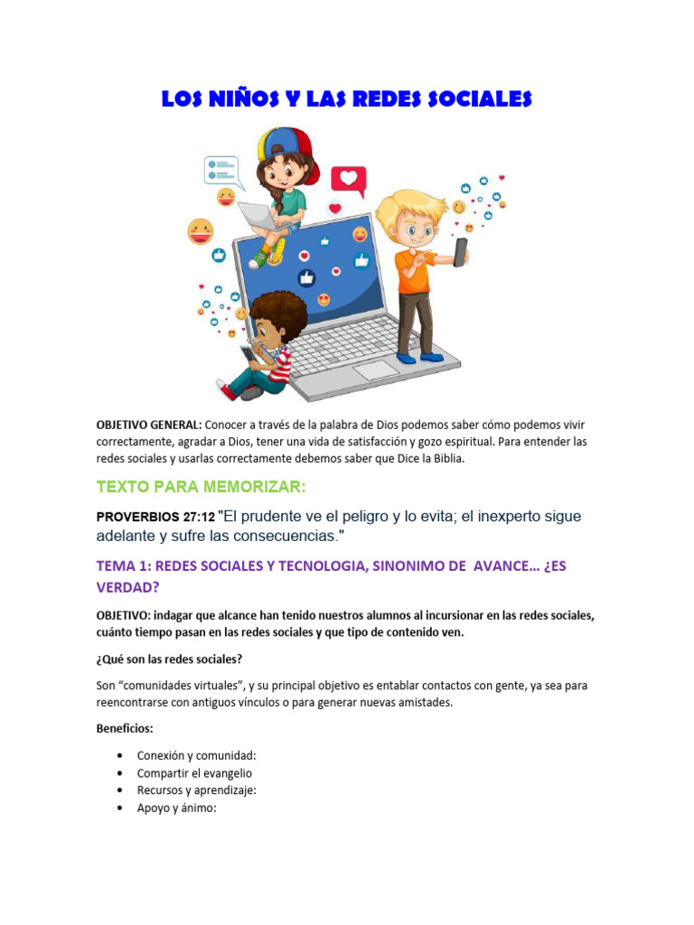 Los Niños y Las Redes Sociales Previo A La Ebdv | PDF | Acoso cibernético