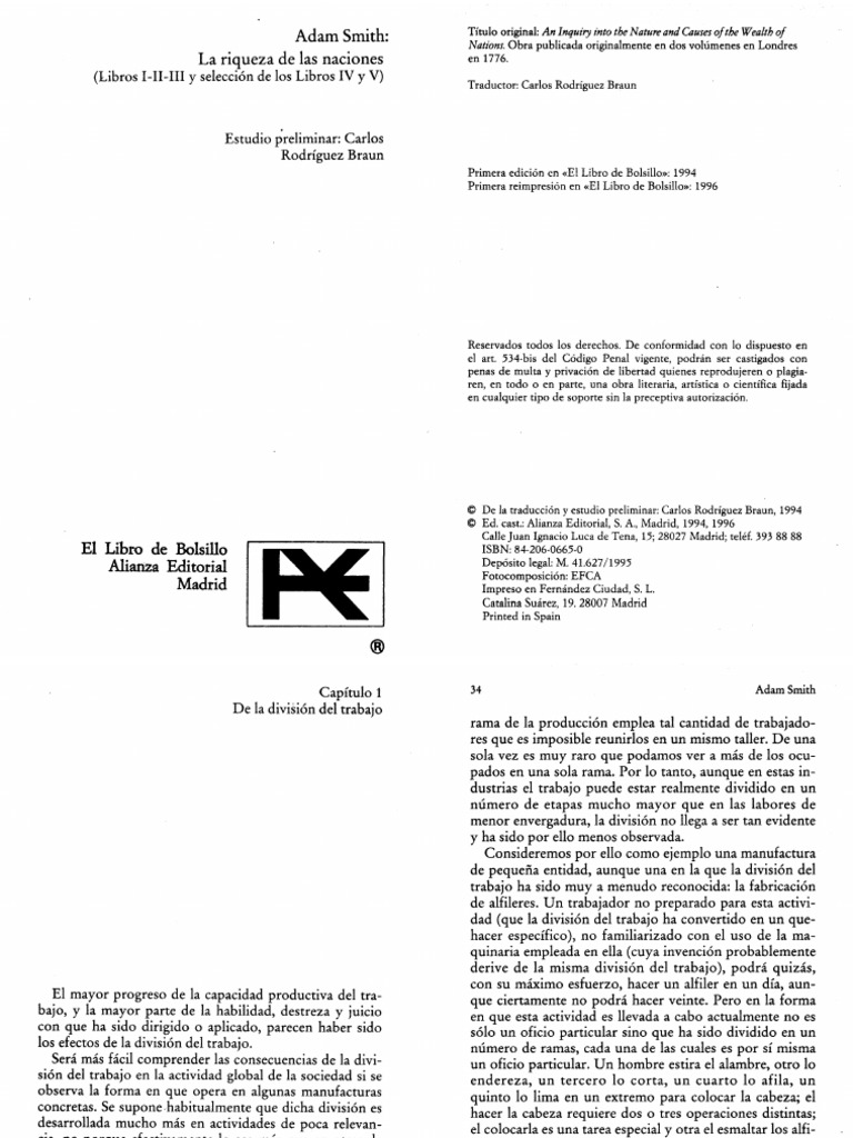 Smith - La Riqueza de Las Naciones (Capítulos 1-3) | PDF