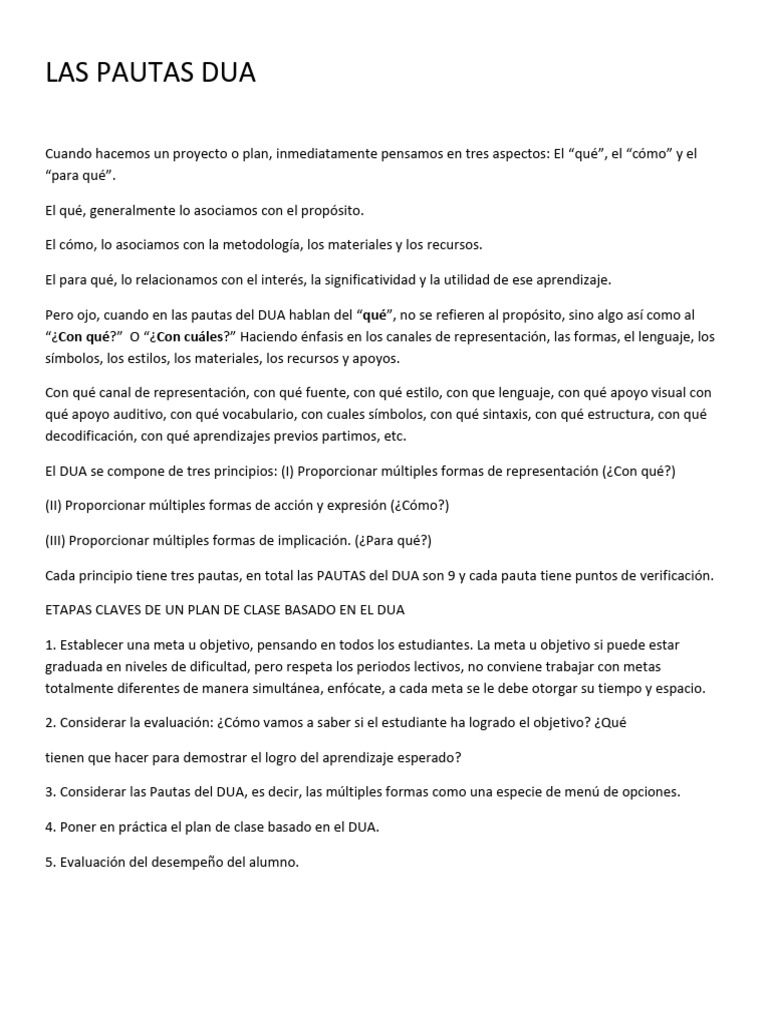 Pautas del DUA para Planes de Clase | PDF | Los símbolos | Información
