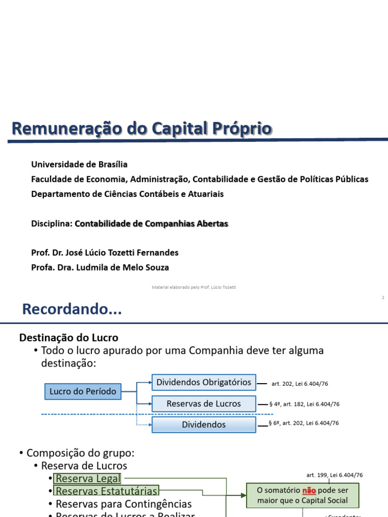 Remuneração do Capital Próprio e Dividendos | PDF | Dividendo | Capital ...