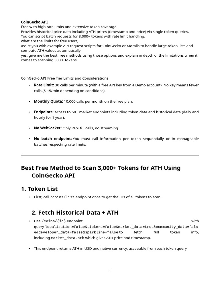 Free CoinGecko Api Limit | PDF | Computing | Computer Engineering