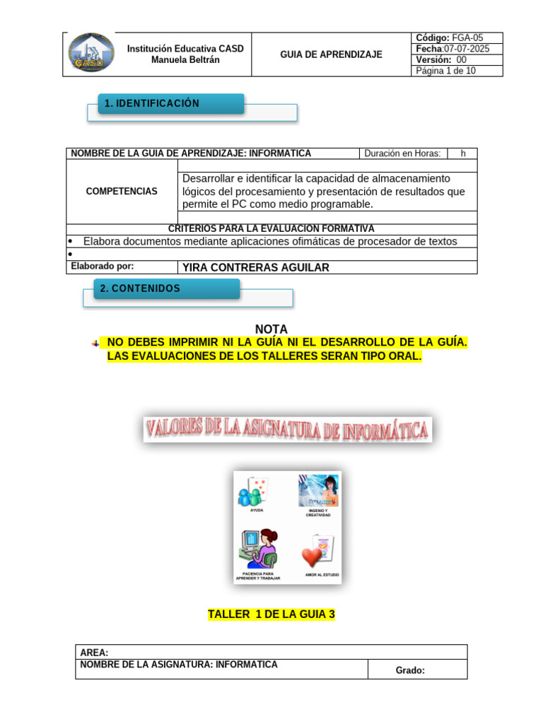 3a GUIA INFORMATICA 7°-2025 | PDF | Microsoft PowerPoint | Informática