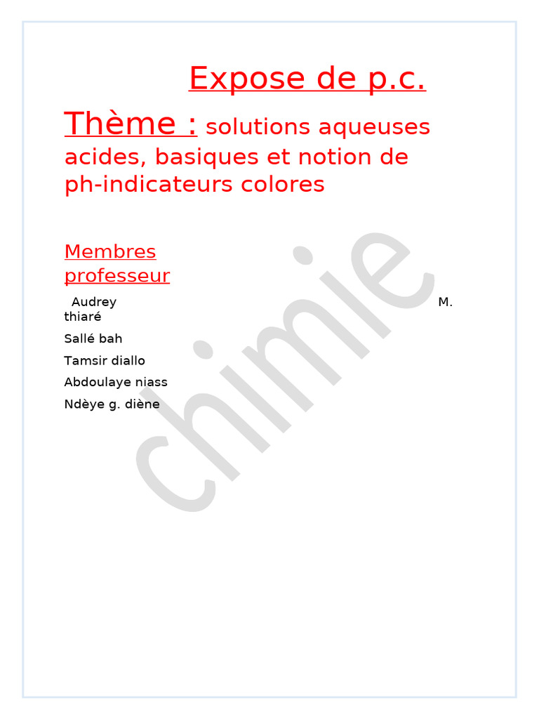 Mesurer pH et solutions aqueuses | PDF | Acide | Ph