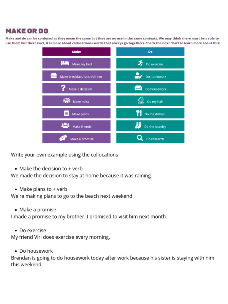 Make Vs Do Present Simple Vs Present Continuous | PDF