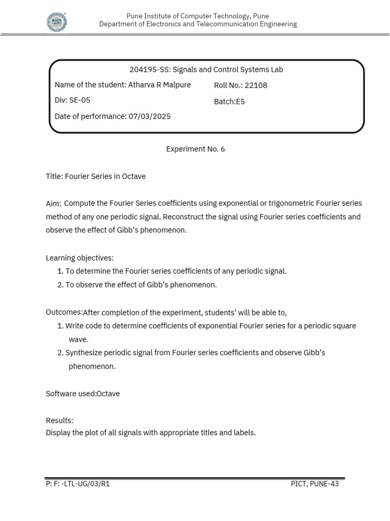 SS Expt 6 FS Lab Manual 24-25 PDF | PDF