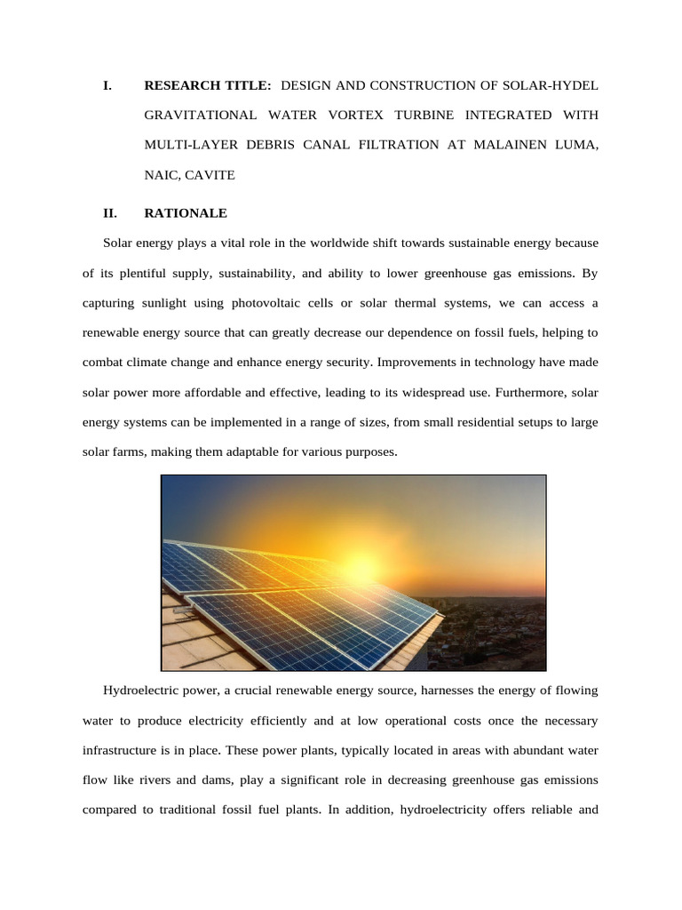 Solar-Hydel Vortex Turbine Design | PDF | Photovoltaic System | Energy ...
