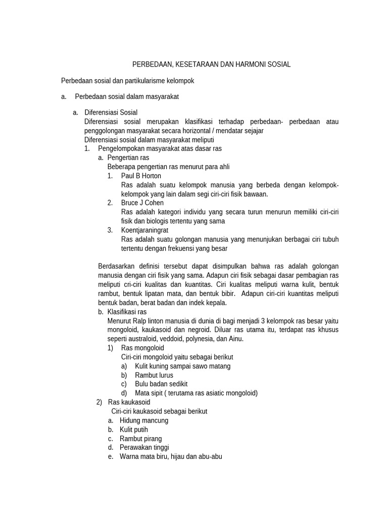 Perbedaan Ras dan Etnis di Indonesia | PDF
