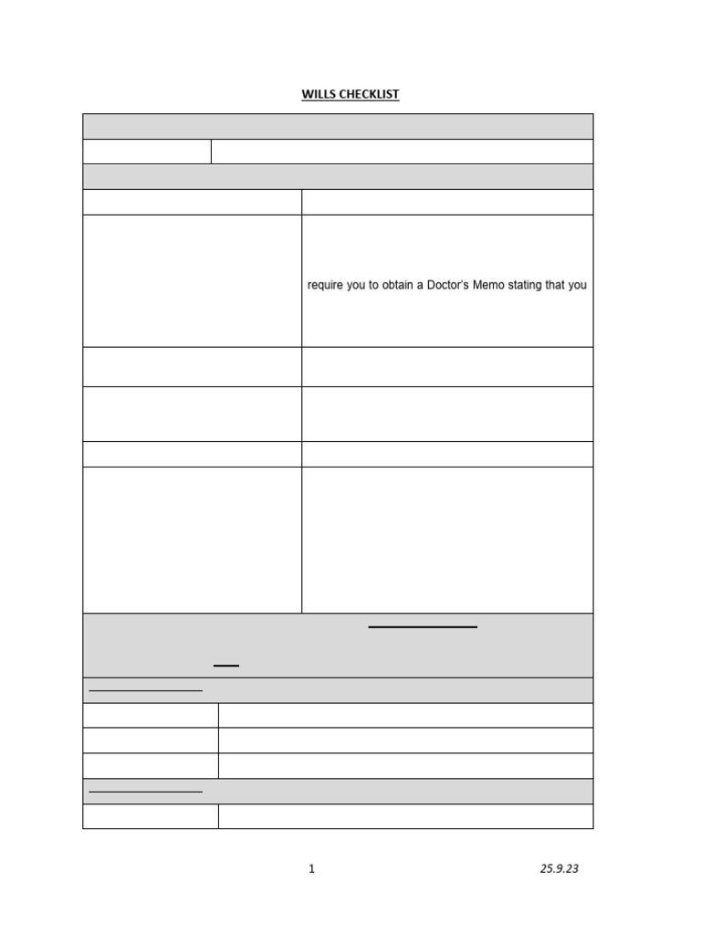 Wills Checklist for Testators | PDF | Will And Testament | Inheritance