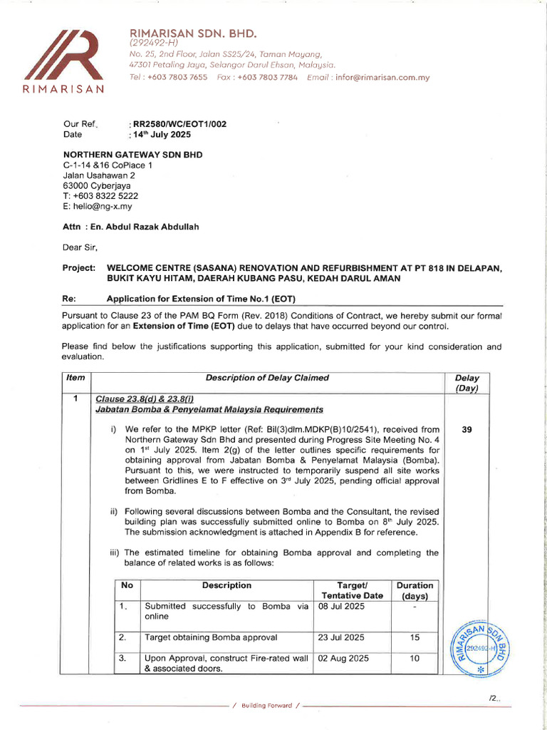 002-Application EOT No.1 | PDF