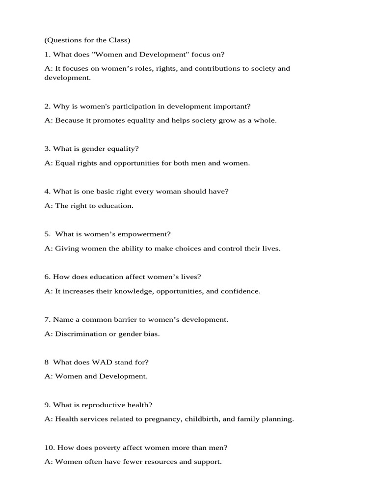 Women and Development: Key Concepts | PDF | Gender Studies | Gender ...