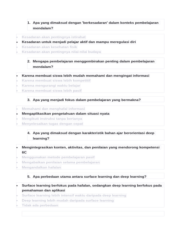 Contoh Post Test Pembelajaran Mendalam | PDF