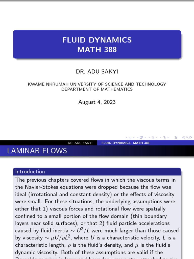 Laminar Flow in Fluid Dynamics | PDF | Fluid Dynamics | Laminar Flow