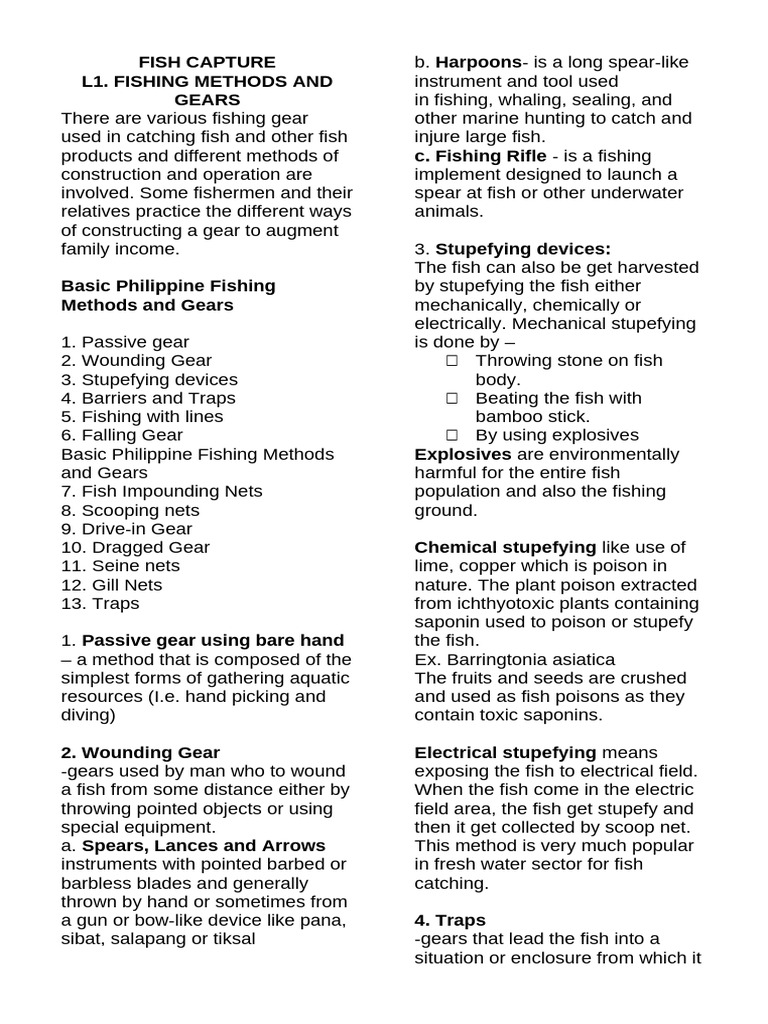 Philippine Fishing Methods and Gears | PDF | Fish And Humans | Fish