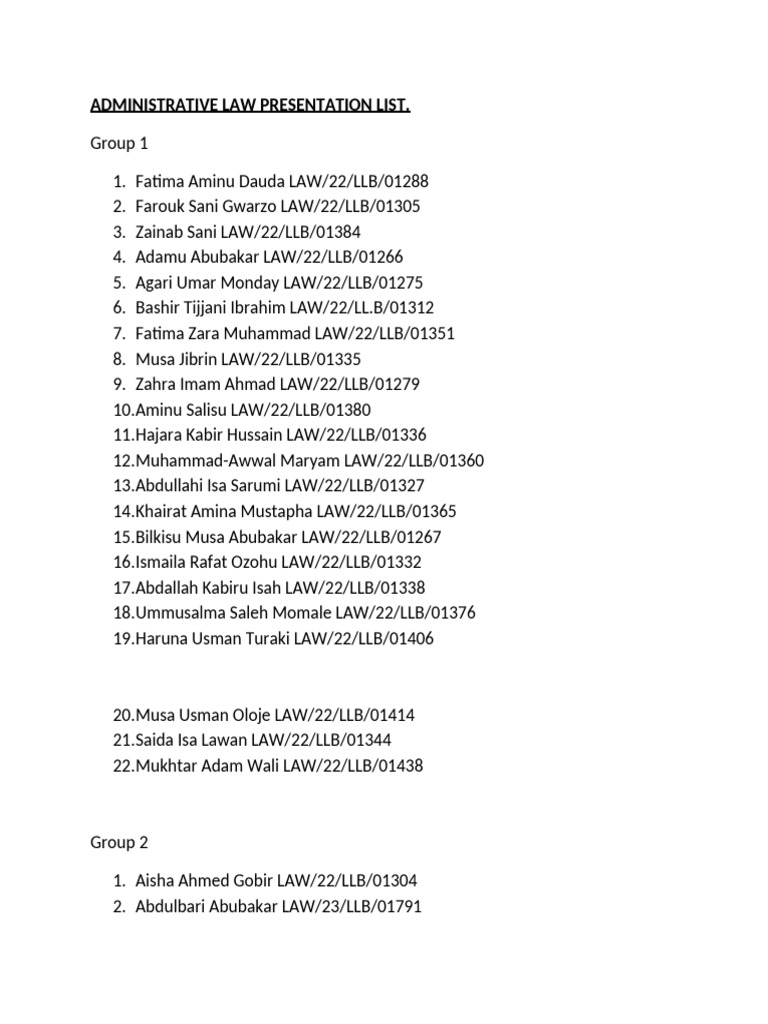 Administrative Law Presentation List | PDF | Banu Hashim