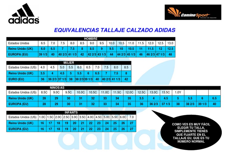 Guia Tallas Adidas Calzado | PDF