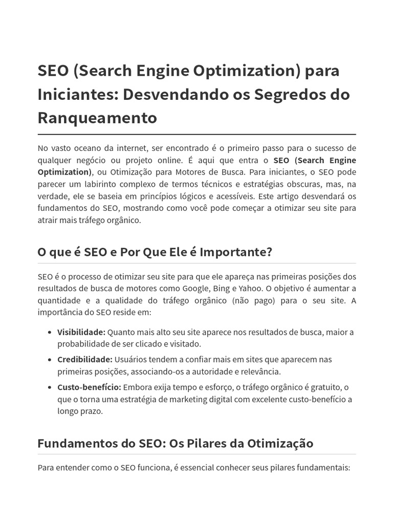 SEO para Iniciantes: Guia Prático | PDF | SEO | Informática