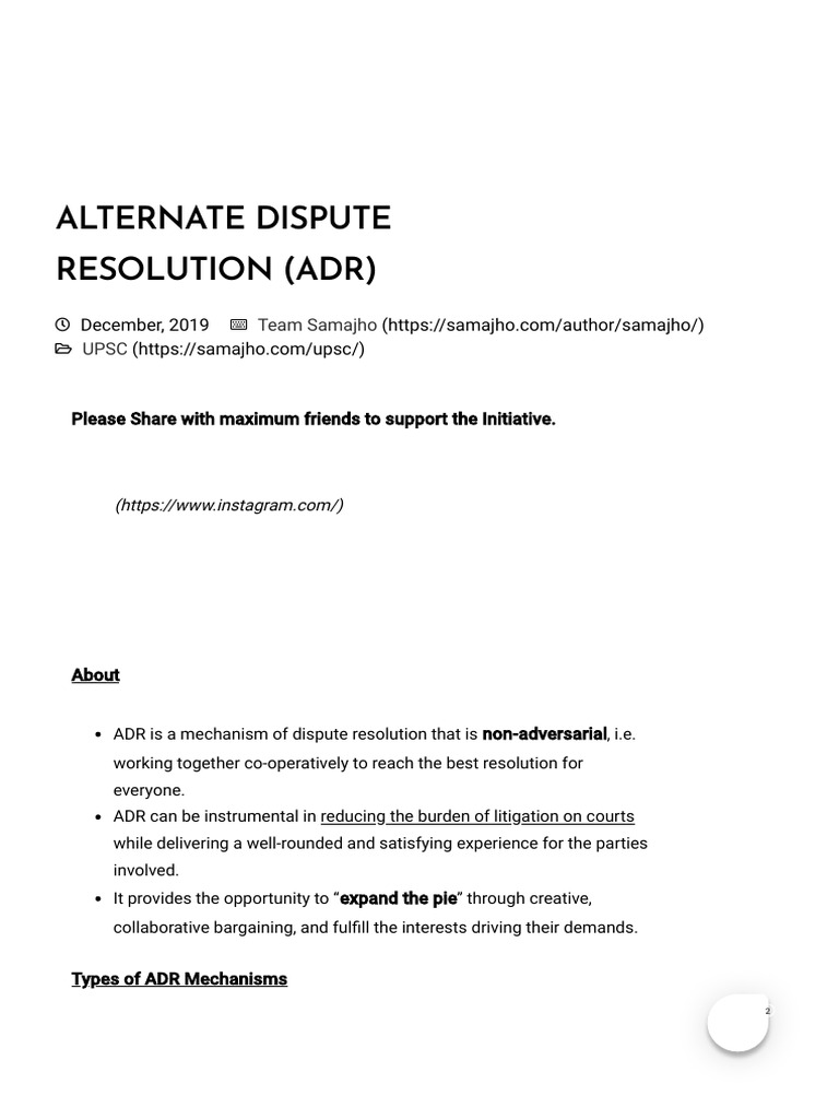 Understanding Alternate Dispute Resolution | PDF | Alternative Dispute ...