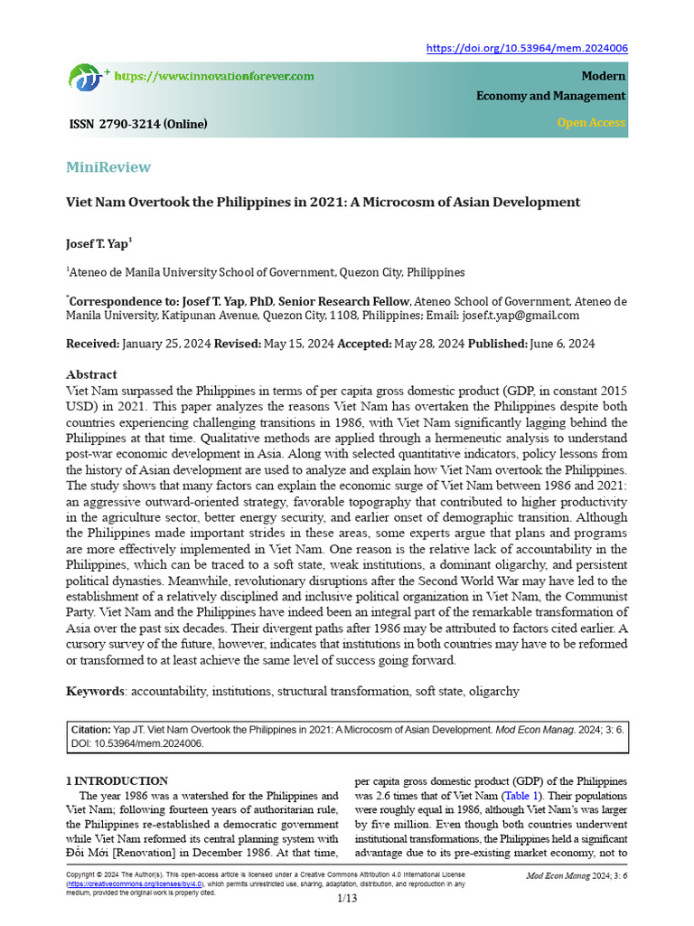 Vietnam's Economic Rise Over the Philippines | PDF | Four Asian Tigers ...