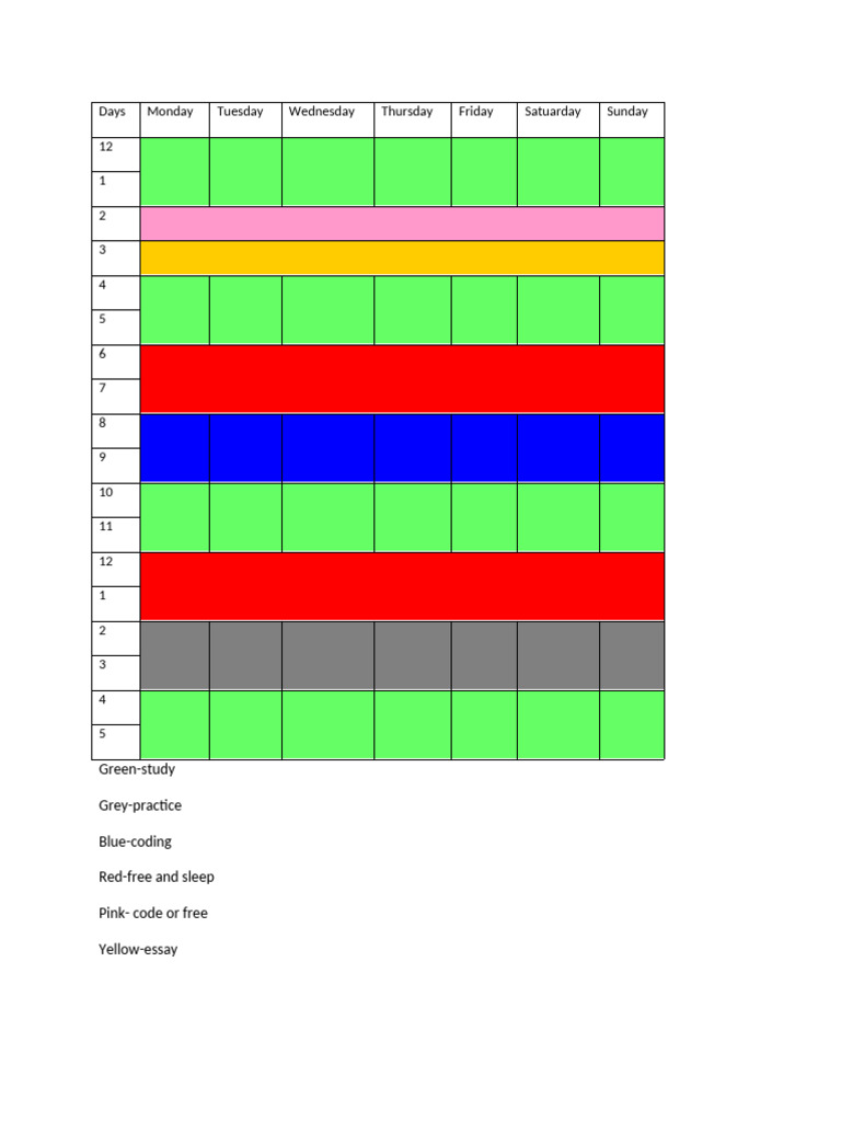 Weekly Study and Activity Schedule | PDF