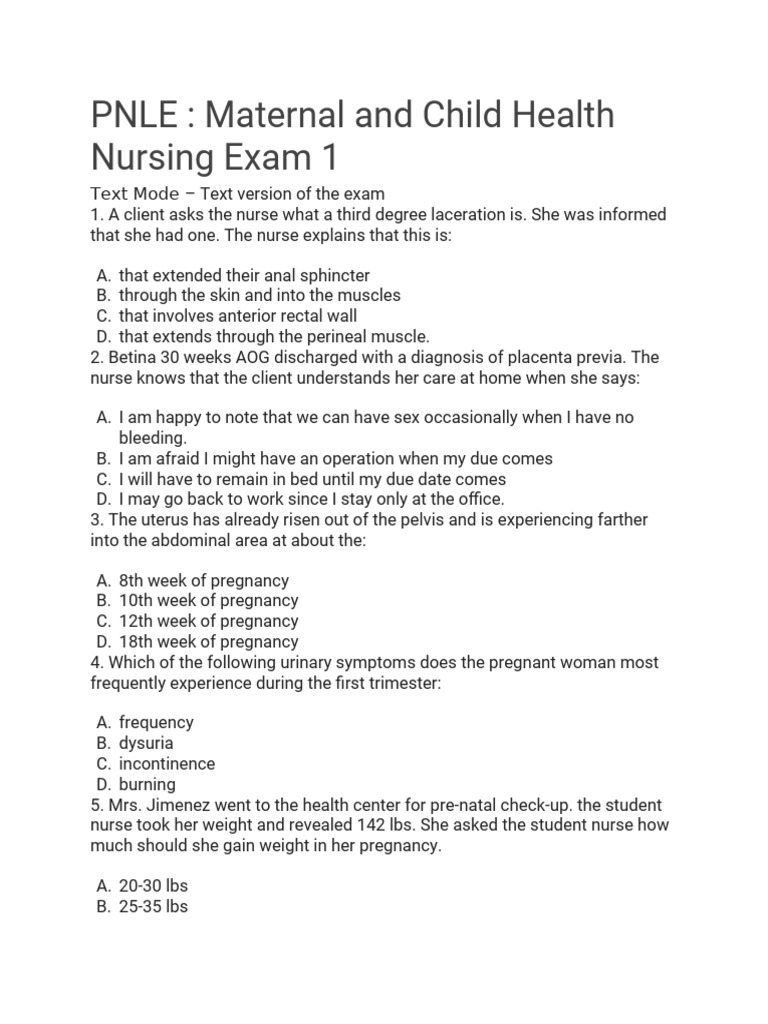 Maternal and Child Health Nursing Exam | PDF | Pregnancy | Childbirth