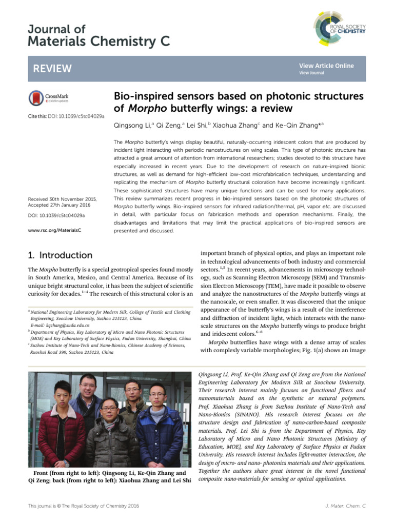 Bio-inspired Photonic Sensors Review | PDF | Infrared | Sensor