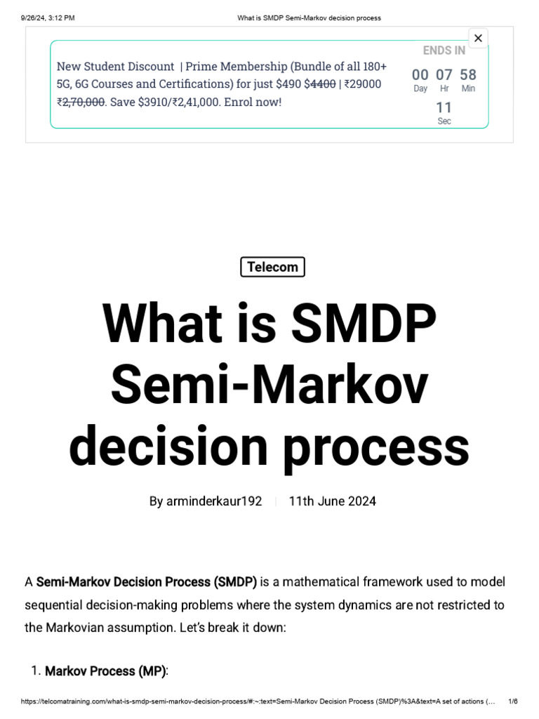 Understanding Semi-Markov Decision Process | PDF | Markov Chain ...