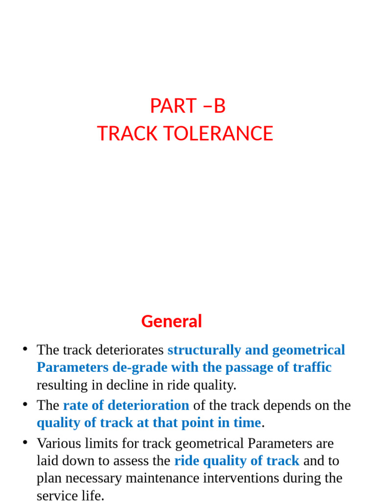 Track Tolerance and Maintenance Guidelines | PDF | Engineering ...